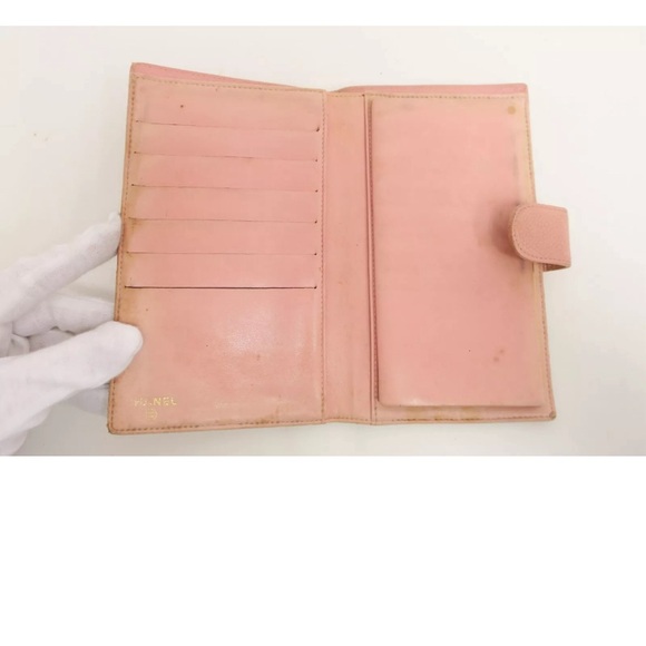 💎 Authentic CHANEL Wallet Caviar Pink Leather Bifold Long Wallet 💎 - Picture 9 of 14